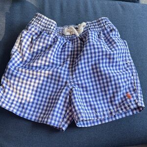 Gingham Blue Boys Swim Trunks